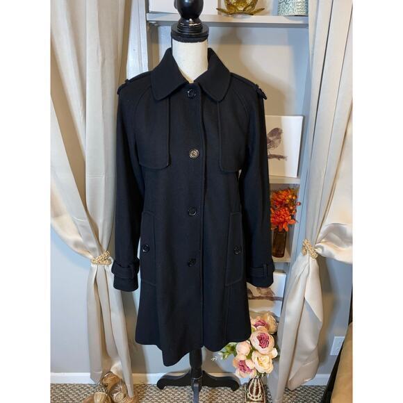 Calvin Klein Jackets & Blazers - Calvin Klein GUC size 2 Black Double Breasted Wool Blend Button Down Trench Coat